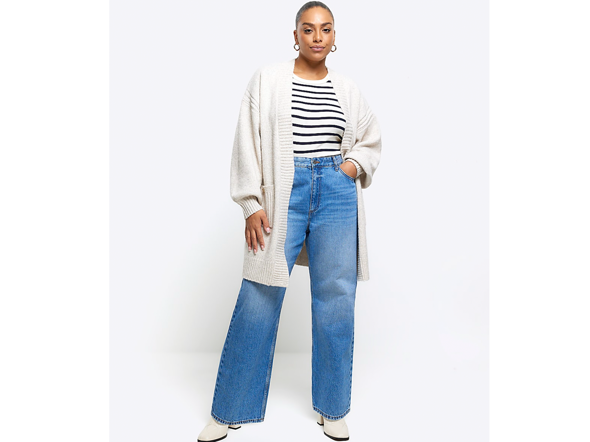 River Island plus beige knit cardigan