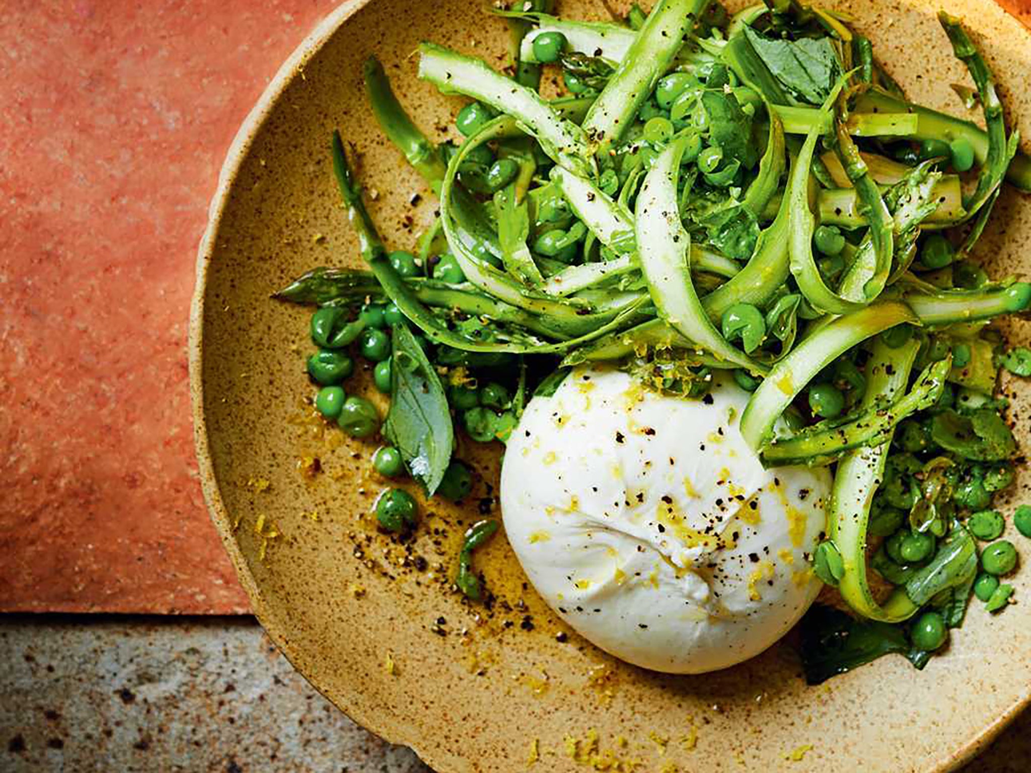 Spring on a plate – and a strong argument for always having burrata in the fridge