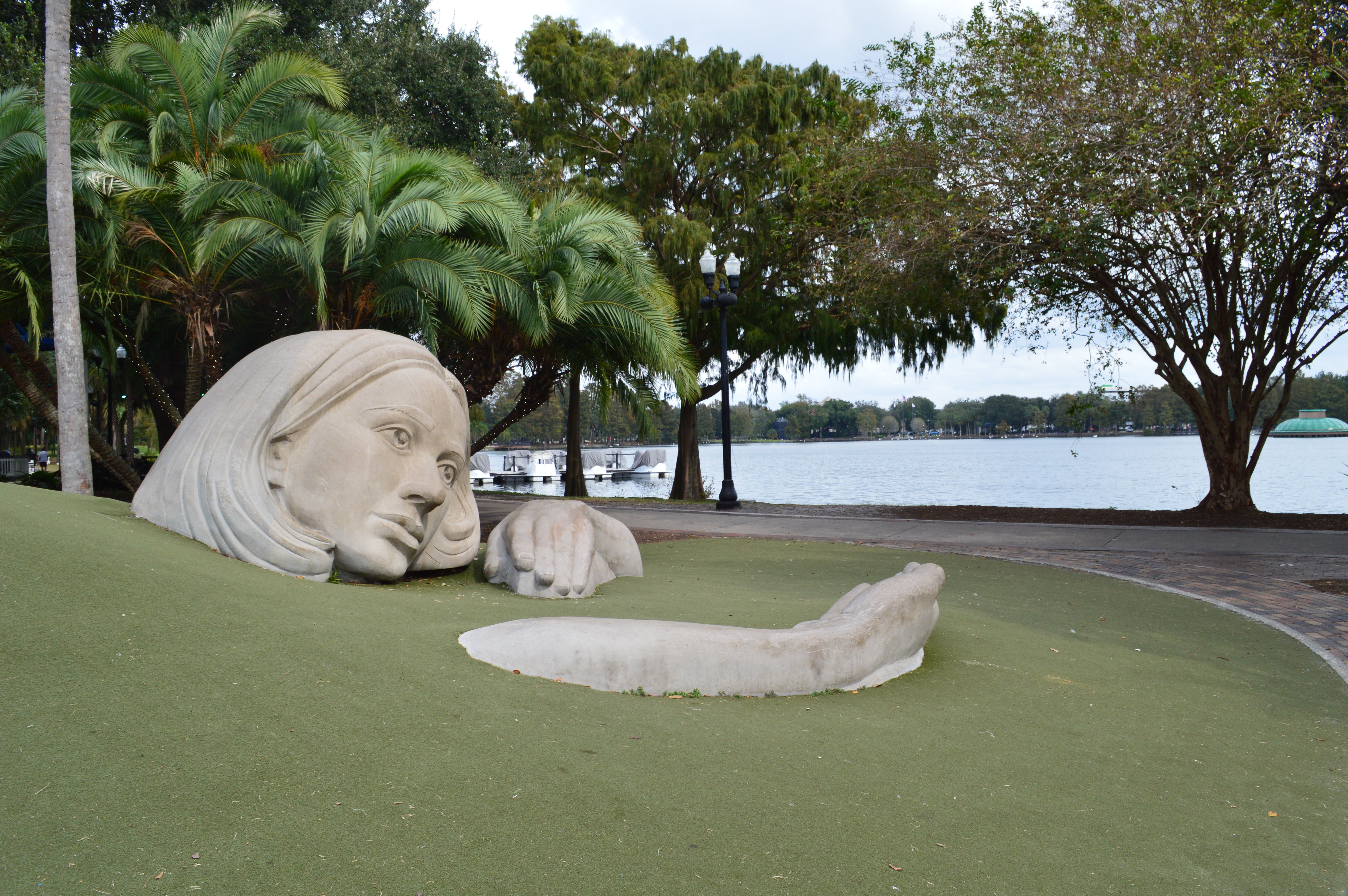 A sculpture in Lake Eola Park in downtown Orlando