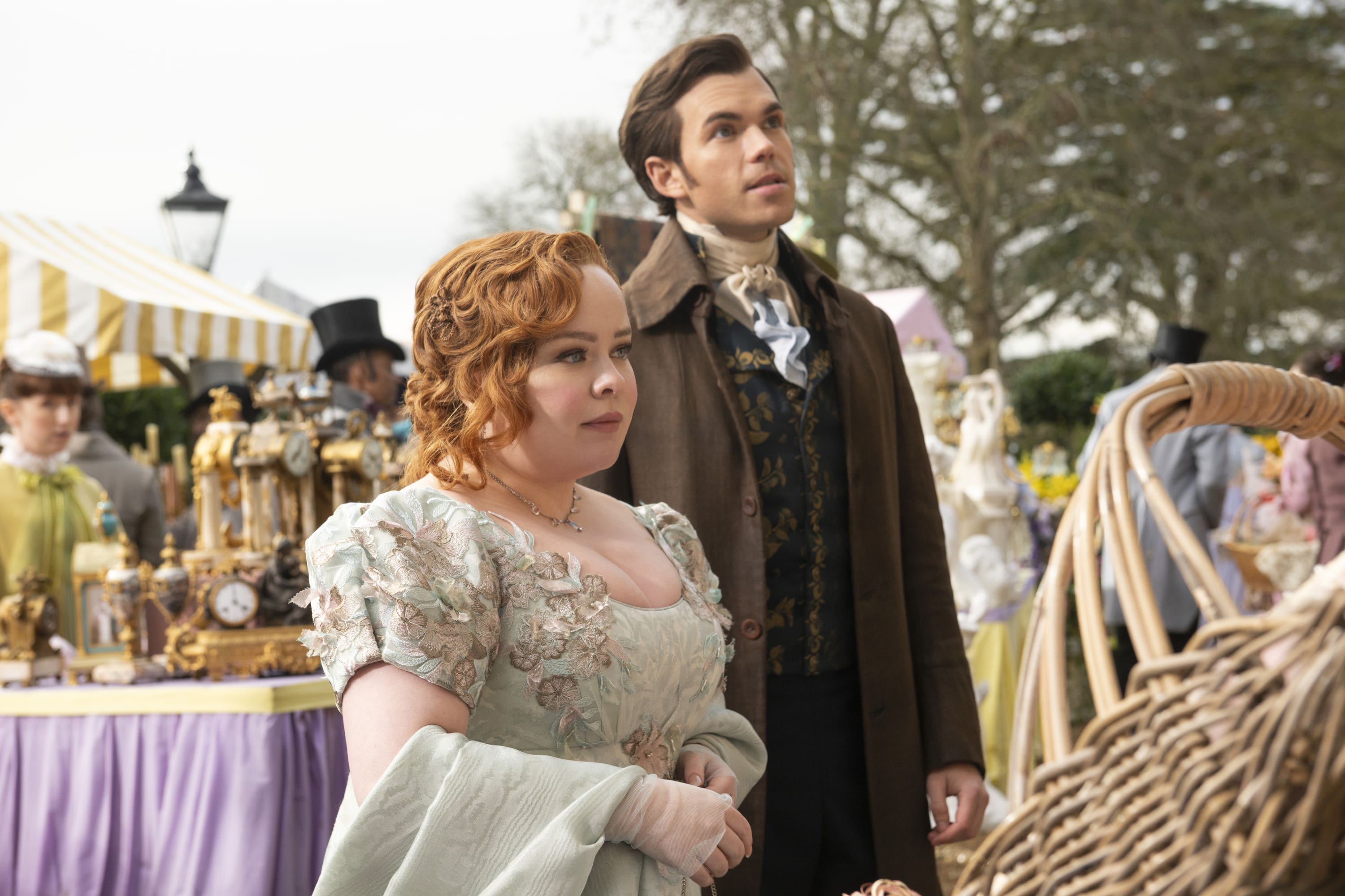Nicola Coughlan as Penelope Featherington and Luke Newton as Colin Bridgerton in ‘Bridgerton’