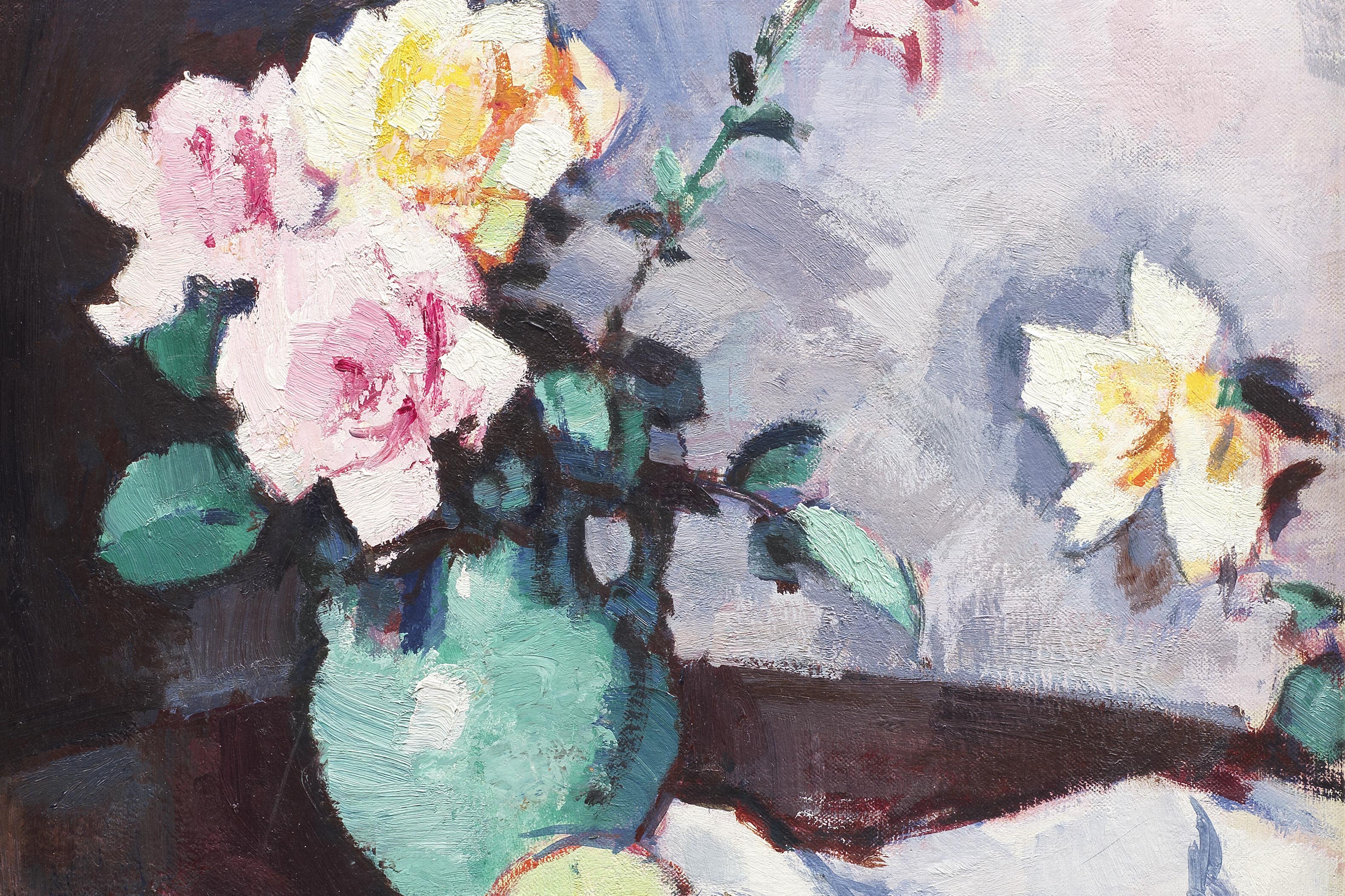 Samuel John Peploe’s Roses In A Green Jug sold for more than £381,000 at an auction in Edinburgh on Wednesday (Bonhams/PA)